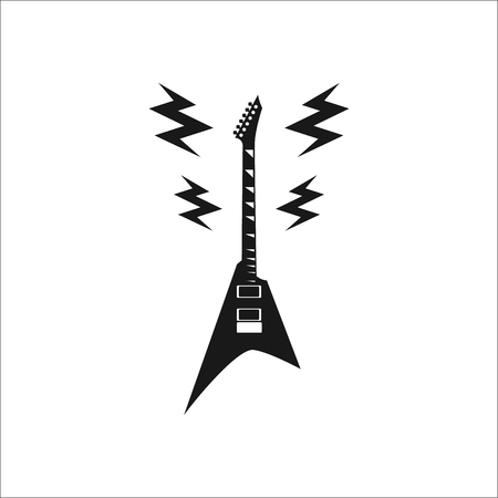 Rock guitar in festival lightning sign simple icon on backgroundのイラスト素材