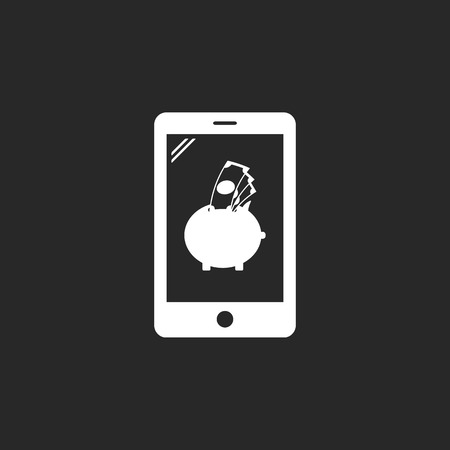 Online banking money pig sign simple icon on backgroundのイラスト素材