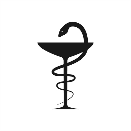 Pharmacy Icon with Caduceus symbol sign simple icon on backgroundのイラスト素材