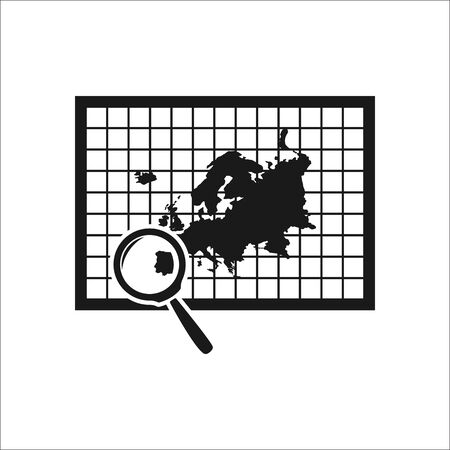 Map of Europe with loupe symbol sign simple icon on backgroundのイラスト素材