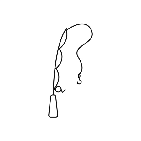 Fishing rod symbol sign one line icon on backgroundのイラスト素材
