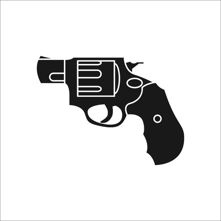 Revolver gun symbol sign flat icon on backgroundのイラスト素材