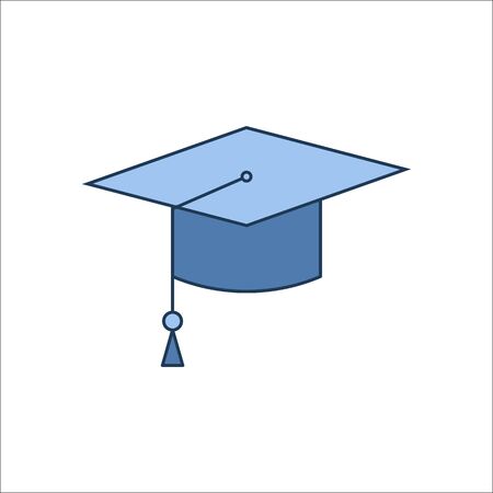 Graduation cap symbol sign flat icon on backgroundのイラスト素材