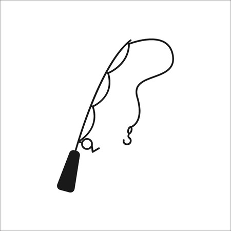 Fishing rod symbol sign silhouette icon on backgroundのイラスト素材