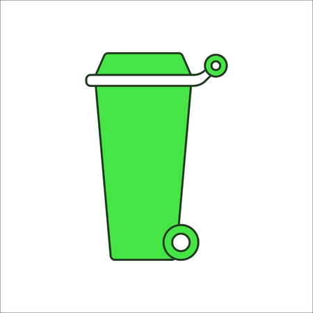 Trash can on wheels sign flat symbol icon on backgroundのイラスト素材
