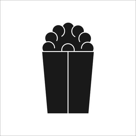 Pop corn in paper bag symbol sign silhouette icon on backgroundのイラスト素材