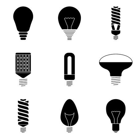 Light bulbs sign silhouette icons set on backgroundのイラスト素材