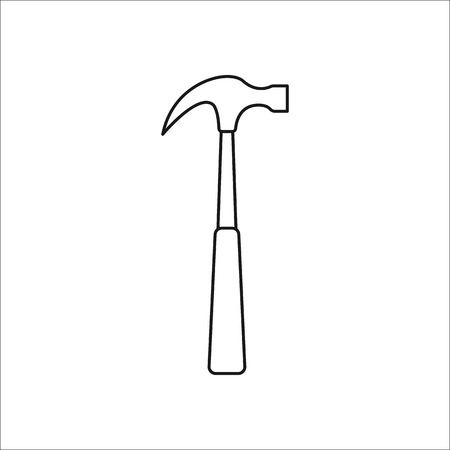 Hammer symbol sign line icon on backgroundのイラスト素材