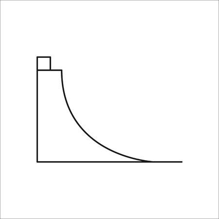 Skateboard quarter pipe symbol sign line icon on backgroundのイラスト素材