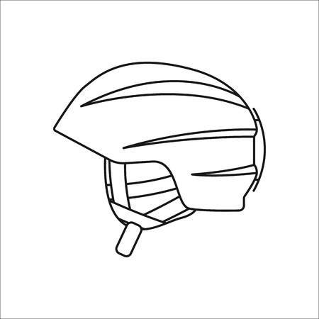 Snowboard skiing helmet symbol sign line icon on backgroundのイラスト素材