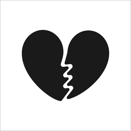 Broken heart symbol silhouette icon on backgroundのイラスト素材