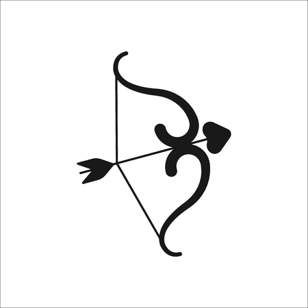 Bow with arrow or Valentine weapon symbol silhouette icon on backgroundのイラスト素材