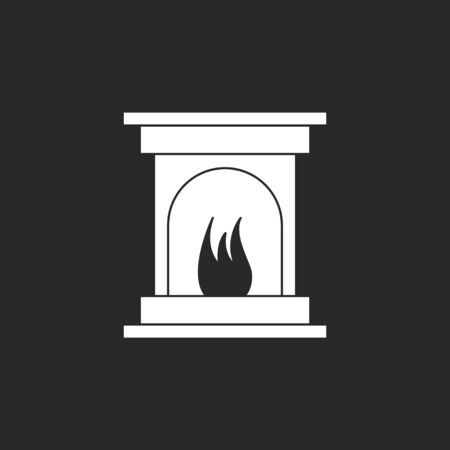 Fireplace symbol sign silhouette icon on backgroundの写真素材