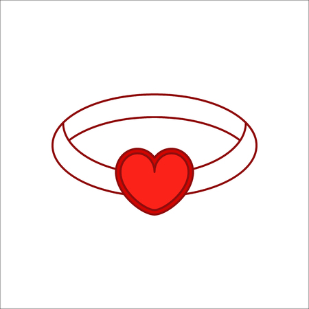 Heart necklace simple flat iconのイラスト素材