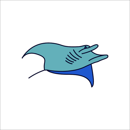 Swimming Stingray symbol simple flat icon on backgroundの写真素材