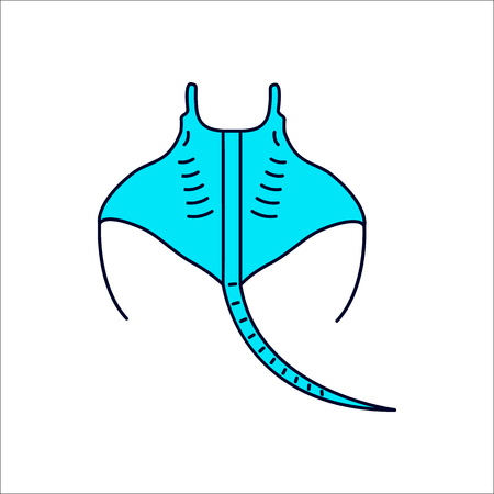 Swimming Stingray symbol simple flat icon on backgroundの写真素材