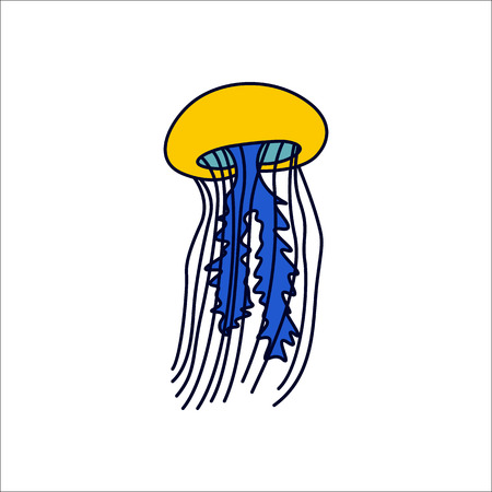 Jellyfish symbol simple flat icon on backgroundのイラスト素材
