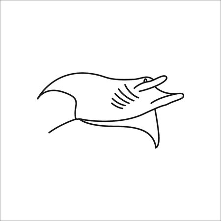 Swimming Stingray symbol simple line icon on backgroundのイラスト素材