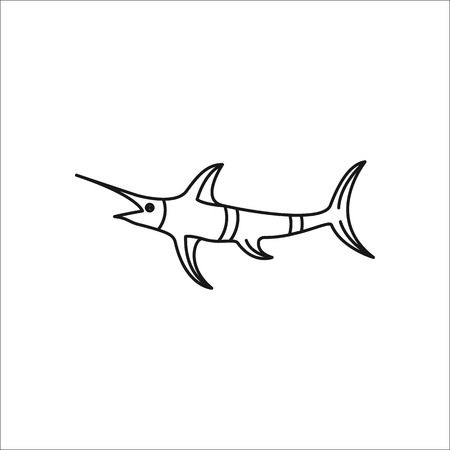 Swordfish symbol simple line icon on backgroundのイラスト素材