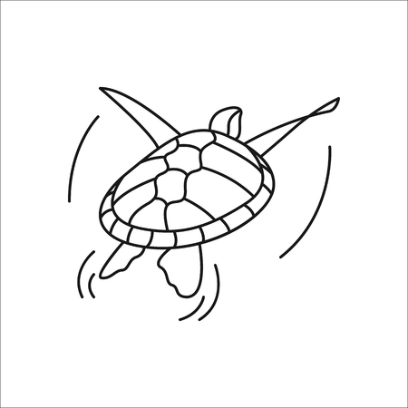 Swimming turtle symbol simple line icon on backgroundのイラスト素材