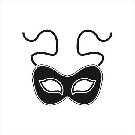 Carnival or Mardi Gras mask symbol simple silhouette icon on backgroundのイラスト素材