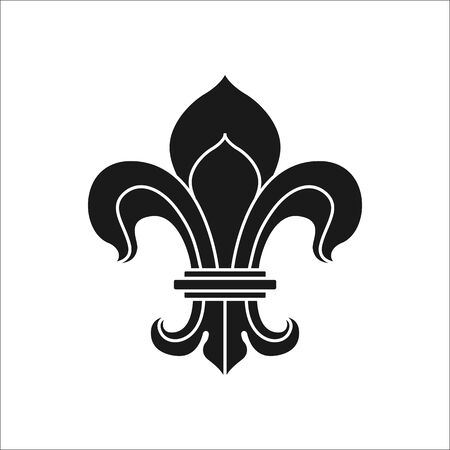 Royal lily or fleur de lis symbol simple silhouette icon on backgroundのイラスト素材
