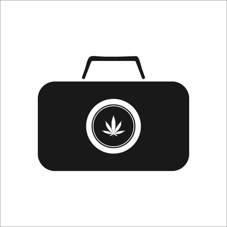 Marijuana bag or box or package symbol simple , silhouette icon on backgroundのイラスト素材