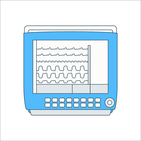 Cardiograph Pulse monitoring symbol simple flat icon on backgroundのイラスト素材