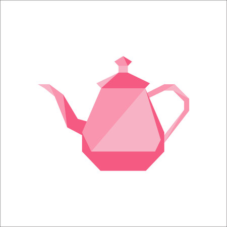 Ceramic teapot polygon flat logo icon on backgroundのイラスト素材