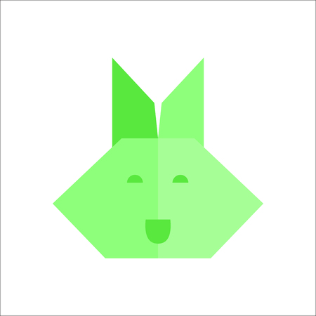 Origami paper Rabbit symbol simple flat icon on backgroundのイラスト素材