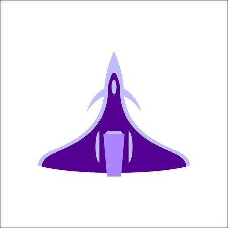 Spaceship futuristic simple flat logo icon on backgroundの写真素材
