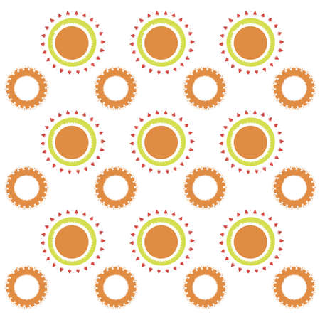 pattern of curly circles of yellow and green colorのイラスト素材