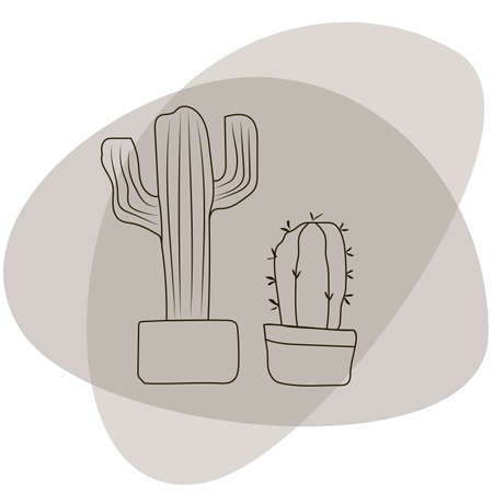 pattern of cactus in a pot with shapeless spotsのイラスト素材