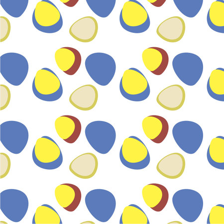seamless pattern of red blue yellow shapes