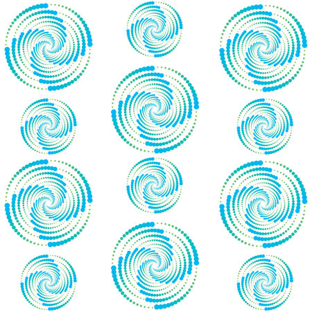 pattern of circles and dots in blue on a white backgroundのイラスト素材