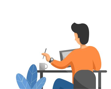 flat illustration daily life designer grafisのイラスト素材