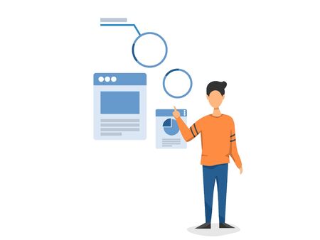 flat illustration man and high  technologyのイラスト素材