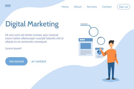 landingpage flat design digital marketingのイラスト素材