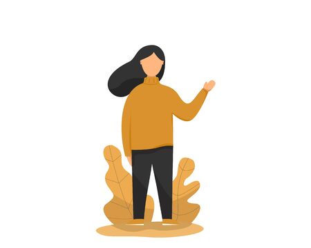 flat illustration young woman hands upのイラスト素材