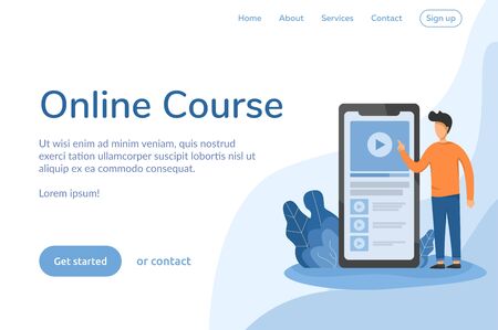 landing page flat design online courseのイラスト素材