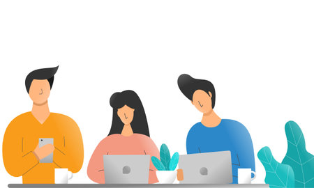 flat illustration work teamのイラスト素材