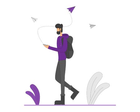flat illustration travelerのイラスト素材