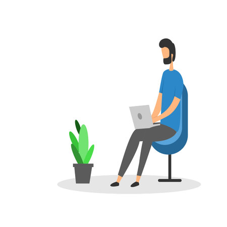 flat illustration work in officeのイラスト素材
