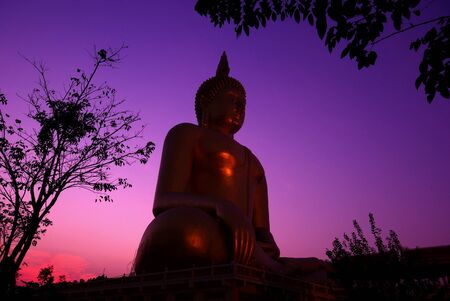 Buddha statute. Evening twilight silhouette.の素材
