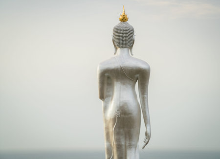 Great buddha statue above the city of Sriracha, Cholburi, Thailand.の写真素材