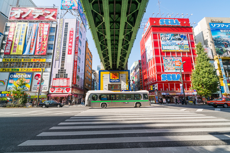 Tokyo, Japan - NOV 13, 2016: Akihabara Electric Town in Tokyo. Akihabara is a popular shopping district for video games, anime, manga, and computer goods. One of the most attracting place in Tokyo.のeditorial素材