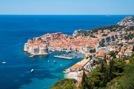 Dubrovnik Old Town on coast of Adriatic Sea, Dalmatia, Croatia - Prominent travel destination of Croatia. Dubrovnik old town was listed as UNESCO World Heritage Sites in 1979.のeditorial素材