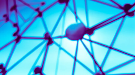 Blur background of sphere network structure. Connection abstract design.