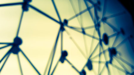 Blur background of sphere network structure. Connection abstract design.の写真素材