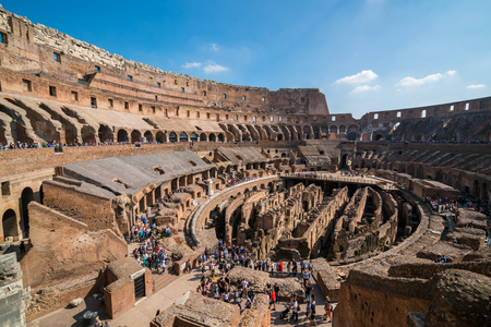 Rome, Italy - Oct 5, 2017: Tourist visit inside of Rome Colosseum in Italy. The Colosseum was built in the time of Ancient Rome. It is one of most popular tourist attractions in Rome, Italy.のeditorial素材